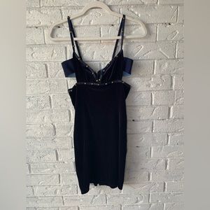 FashinNova Fashionable Bodycon navy blue velvet dress